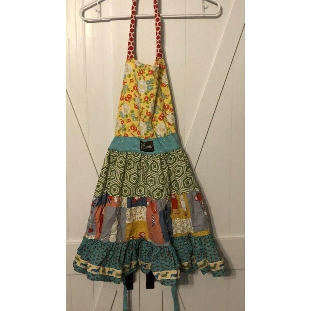 Matilda Jane Apron Dress Womens Size Small Medium Rabbit Floral Print Pink Red